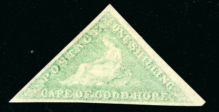 Stamp of South Africa » Cape of Good Hope 1863 1/- emerald green trial printing (unissued), fine