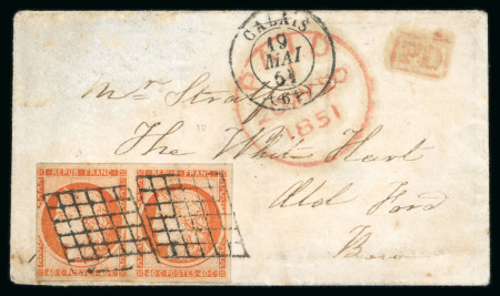 Stamp of France » Type Cérès de 1849-1850 1851, Y&T n° 5 en paire oblitérée sur lettre 19.5.1851