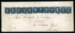 Stamp of Great Britain » 1840 2d Blue (ordered by plate number) 1840 2d blue pl.2 OA-OL, maximum horizontal strip of twelve tied by black Maltese Cross cancellations on wrapper