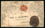Stamp of Great Britain » 1840 Mulreadys & Caricatures » 1d Lettersheets and Envelopes 1840 (Nov 9) 1d Mulready lettersheet sent from Ipswich (Norfolk) beautifully handpainted showing two bronze coins