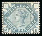 Stamp of Great Britain » Telegraphs 1876-81 3s slate blue, wmk sideways inverted, unused