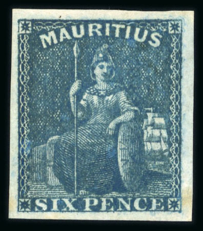 Stamp of Mauritius » 1858-62 Britannia Issues (SG 26-35) 1858 6d blue, a superb imperforate example with exceptionally wide margins on all sides