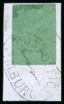 Stamp of South Africa » Natal 1857 6d green, a very fine used example on small letter piece tied