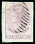 Stamp of Ceylon 1857, 1/2d reddish lilac on blued paper, very fine used example