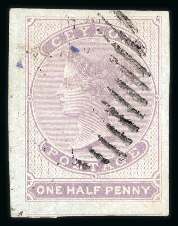 Stamp of Ceylon 1857, 1/2d reddish lilac on blued paper, very fine used example