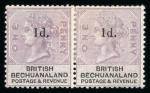 Stamp of Bechuanaland » British Bechuanaland 1888 1d on 1d lilac and black, pair mint hinged, showing overprint variety on the left stamp comma