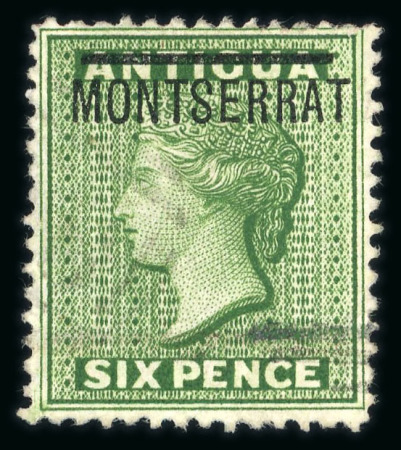 Stamp of Montserrat 1876 6d green with variety inverted "S", used
