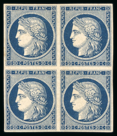 Stamp of France » Type Cérès de 1849-1850 1849, YT n° 8a émission dite "Marquelet" en bloc de