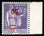 Stamp of France » Émissions à partir de 1900 1941, Y&T n° 478a variété surcharge renversée neuf