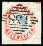 Stamp of India » 1854 Lithographs 1854 4a blue and rose-red, 5th printing, head II frame II, pos.15, used