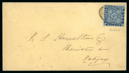 Stamp of Canada » Nova Scotia 1851 (Sep 2) envelope from Truro to Halifax with 1851 3d blue sent on the second day of use