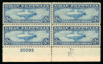 Stamp of United States » 1919 Issues onwards 1930 airmail Zeppelin 65c, $1.30, $2.60, complete set in blocks of four, with bottom margins