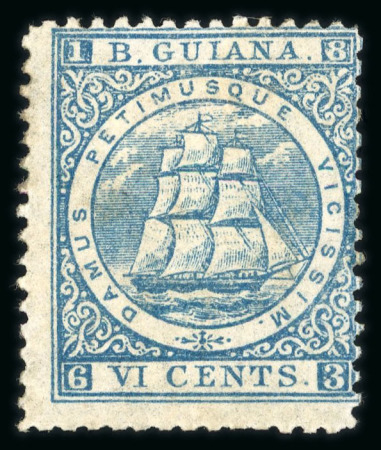 Stamp of British Guiana 1860-76 Ship issues collection of the 1c, 2c, 6c, 24c and 48c written up on pages