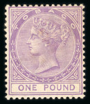 Stamp of Trinidad and Tobago » Tobago Revenues: 1884 CA £1 mauve fiscal mint, toned o.g.