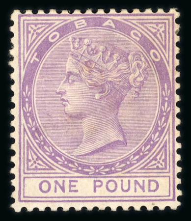 Stamp of Trinidad and Tobago » Tobago Revenues: 1884 CA £1 mauve fiscal mint, toned o.g.