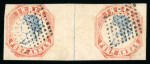 Stamp of India » 1854 Lithographs 1854 4a blue and red, 2nd printing, head die II, frame die I, used pair with very good margins