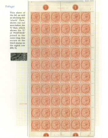 Stamp of Trinidad and Tobago » Tobago 1885 wmk CA 1/2d dull green and 6d orange-brown each in mint marginal plate 1 sheets of 60