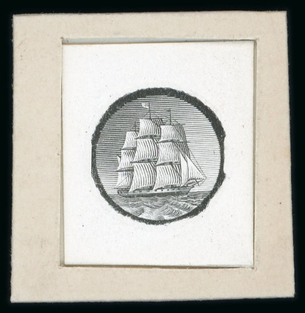 Stamp of British Guiana 1876 De La Rue die proof of the central vignette (ship)