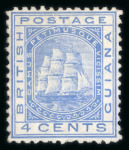 Stamp of British Guiana 1876-1899 collection written up on pages
