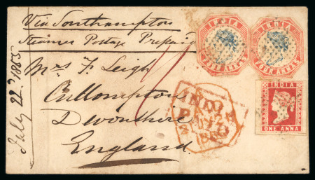 Stamp of India » 1854 Lithographs 1855 4a pair head die II, frame die I, 2nd printing, two singles cut to shape together with 1a die I