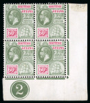 Stamp of British Guiana 1913-27 mint collection written up on pages, comprising Specimens, plate blocks...