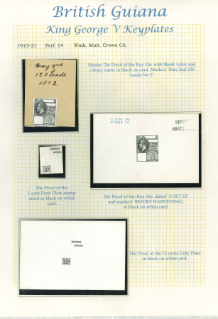 Stamp of British Guiana 1913-21 issue group of De La Rue die proofs (4)
