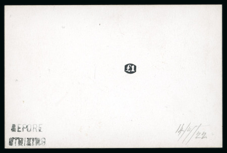 Stamp of Antigua & Barbuda 1921 pair of De La Rue die proofs, incl. master die proof with void value tablet and £1 duty die proof