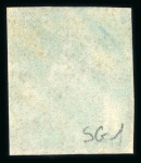 Stamp of Barbados 1852-55 no wmk (1/2d) yellow-green on blued paper, fine to good margins, used