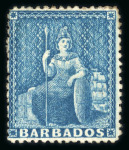 Stamp of Barbados 1870 wmk large star (1d) blue rough perf 14 to 16 unused