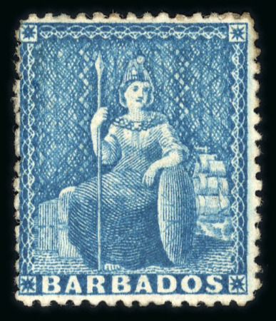 Stamp of Barbados 1870 wmk large star (1d) blue rough perf 14 to 16 unused