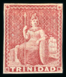 Stamp of Trinidad and Tobago » Trinidad 1854 (1d) rose-red on white paper imperforate with close to good margins unused