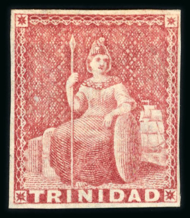 Stamp of Trinidad and Tobago » Trinidad 1854 (1d) rose-red on white paper imperforate with close to good margins unused