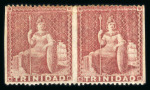Stamp of Trinidad and Tobago » Trinidad 1860 (1d) rose-red in horizontal pair imperf. between mint