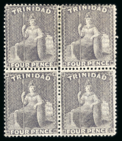 Stamp of Trinidad and Tobago » Trinidad 1860 4d brownish lilac in mint block of four