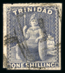 Stamp of Trinidad and Tobago » Trinidad 1861 1s deep bluish purple rough perf 14-16 used