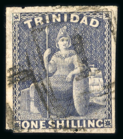 Stamp of Trinidad and Tobago » Trinidad 1861 1s deep bluish purple rough perf 14-16 used