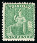 Stamp of Trinidad and Tobago » Trinidad 1862 6d emerald-green on thick paper perf.13 mint