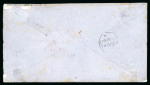 Stamp of St. Vincent 1864 (Sep 24) envelope to Liverpool with 1862 6d deep green pair tied "A10" numeral