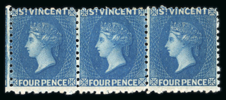 Stamp of St. Vincent 1862 no watermark perf 11 to 12 1/2 4d deep blue in