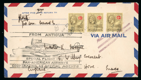 Stamp of Antigua & Barbuda 1924-37 collection of 27 KGV covers written up on pages incl. first flight airmails