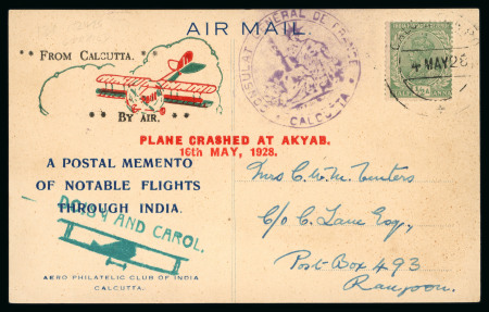 Stamp of India » Airmails 1928 a special commemorative postcard "Doisy and Carol", signed by Stephen Smith