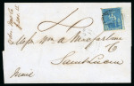 Stamp of Barbados 1857 (Oct 27) wrapper to St. Lucia with 1852-55 (1d) blue