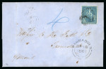 Stamp of Barbados 1861 (Sep 18) entire to Trinidad with 1861 no wmk (1d) pale blue clean perf.14 to 16