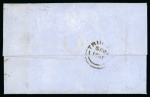 Stamp of Barbados 1861 (Sep 18) entire to Trinidad with 1861 no wmk (1d) pale blue clean perf.14 to 16