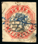 Stamp of India » 1854 Lithographs 1854 4a blue and red, 3rd printing, head die III, frame die I, pos. 7, cut square