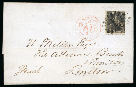 Stamp of Barbados 1868 (Jun 25) wrapper to London with 1861-70 no wmk 1s black rough perf.14-16