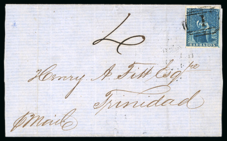 Stamp of Barbados 1857-75, group of five covers with Britannia frankings