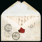 Stamp of Montserrat 1867 (Sep 6) envelope from France to Monferrat (Italy), bearing France 40c, red crayon "MISSENT TO MONTSERRAT WEST INDIES"