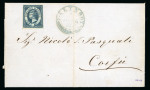 Stamp of Ionian Islands 1859 (2d) blue on 1859 entire from Zante to Corfu