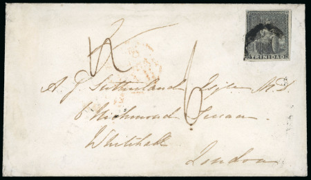 Stamp of Trinidad and Tobago » Trinidad 1854 (Nov 15) envelope to England with 1854 (1d) dark grey